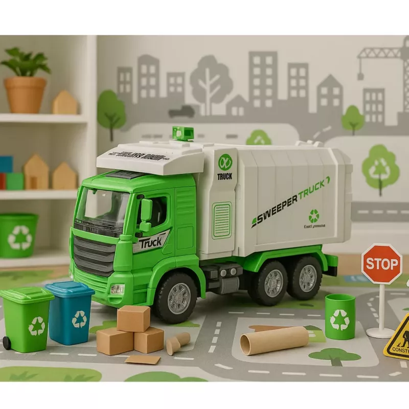 LEAN TOYS Šiukšliavežis Miesto Šviesos Garsai Žalias