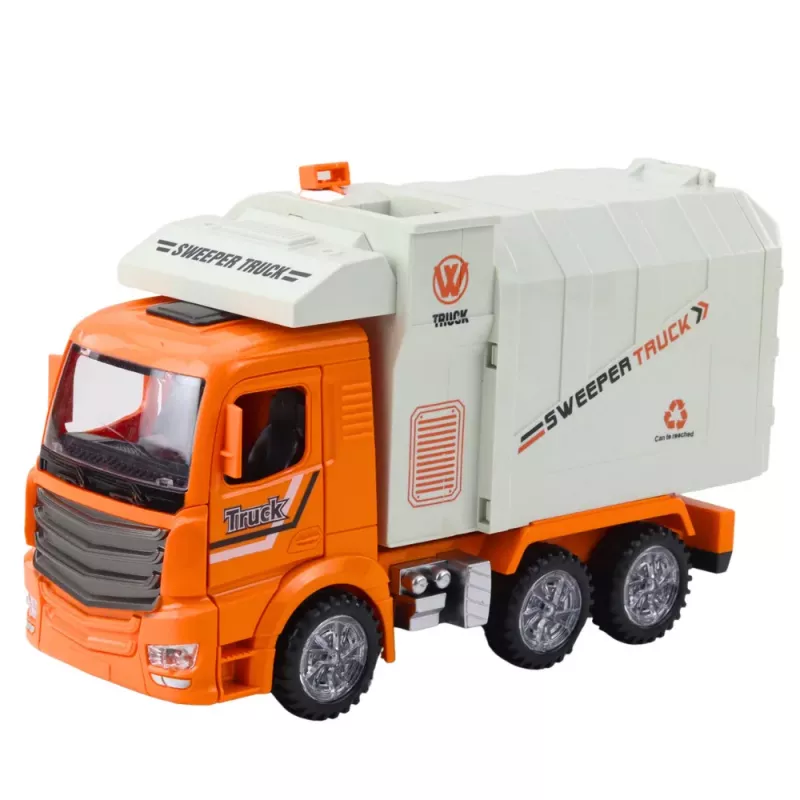 LEAN TOYS Šiukšliavežis City Lights Sounds Oranžinis