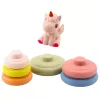 LEAN TOYS Minkštas sensorinis piramidės vienaragis guminis ECO spalvingas