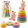 LEAN TOYS Minkštas sensorinis piramidės vienaragis guminis ECO spalvingas
