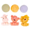 LEAN TOYS Minkštų jutiminių edukacinių ECO kaladėlių rinkinys su guminiais gyvūnėliais, 18 vnt.