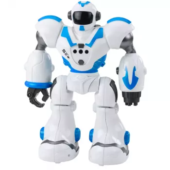 LEAN TOYS Interaktyvus nuotoliniu valdymu robotas RC 16 funkcijų šviesos garsai mėlyna