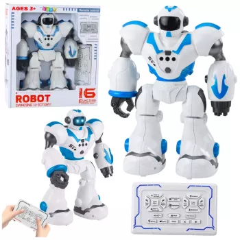 LEAN TOYS Interaktyvus nuotoliniu valdymu robotas RC 16 funkcijų šviesos garsai mėlyna