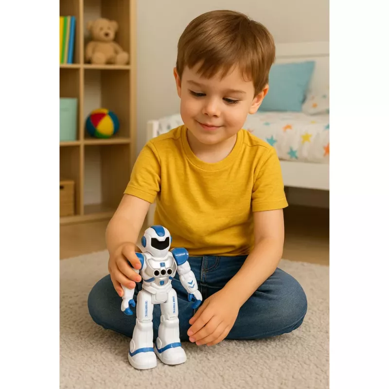LEAN TOYS nuotolinio valdymo edukacinis robotas RC kalbantis šokantis šviesos garsai mėlyna