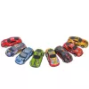 LEAN TOYS Automobilių stovėjimo aikštelė su automobiliais, 4 lygių trasa, 8 metaliniai automobiliai, lipdukai