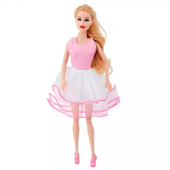 LEAN TOYS Rožinė spinta lėlėms su suknelėmis, batais, aksesuarais