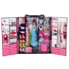 LEAN TOYS Rožinė spinta lėlėms su suknelėmis, batais, aksesuarais