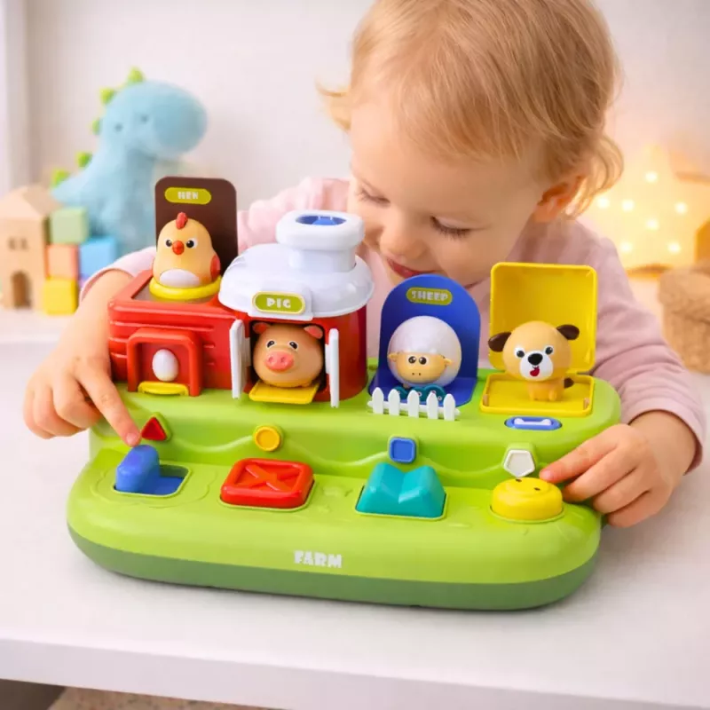LEAN TOYS Interaktyvus edukacinis žaislas mažiems vaikams - Ūkio gyvūnėliai