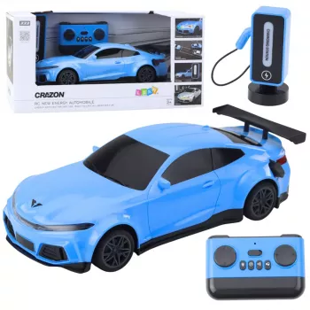 LEAN TOYS elektrinis sportinis automobilis nuotolinio valdymo įkrovimo stotelė mėlyna