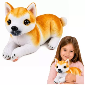 LEAN TOYS Pliušinis Šiba Inu šuo Minkštas Žaislas 25 cm
