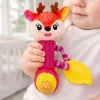 LEAN TOYS Minkštas elnio barškutis su dantukų kramtuku ir cyptuku kūdikiams