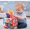 LEAN TOYS Minkštas sensorinis kubas su veidrodžiu, automobiliais ir kelio ženklais mažiems vaikams
