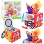 LEAN TOYS Minkštas sensorinis kubas su veidrodžiu, automobiliais ir kelio ženklais mažiems vaikams