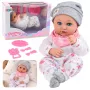 LEAN TOYS Baby Doll su maitinimo aksesuarais, seilinuku, kepure, 28 cm