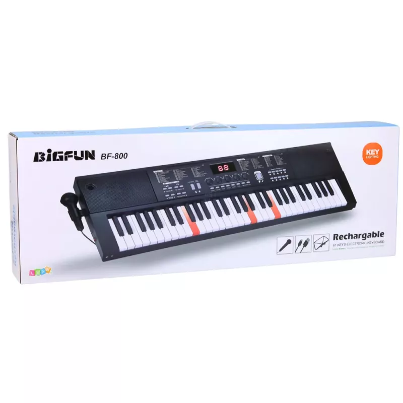 LEAN TOYS Klaviatūrinis elektrinis pianinas su mikrofonu 200 garsų 61 klavišas 78cm