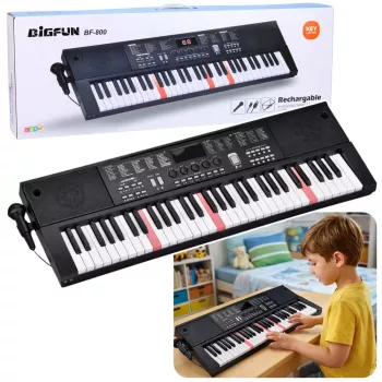 LEAN TOYS Klaviatūrinis elektrinis pianinas su mikrofonu 200 garsų 61 klavišas 78cm