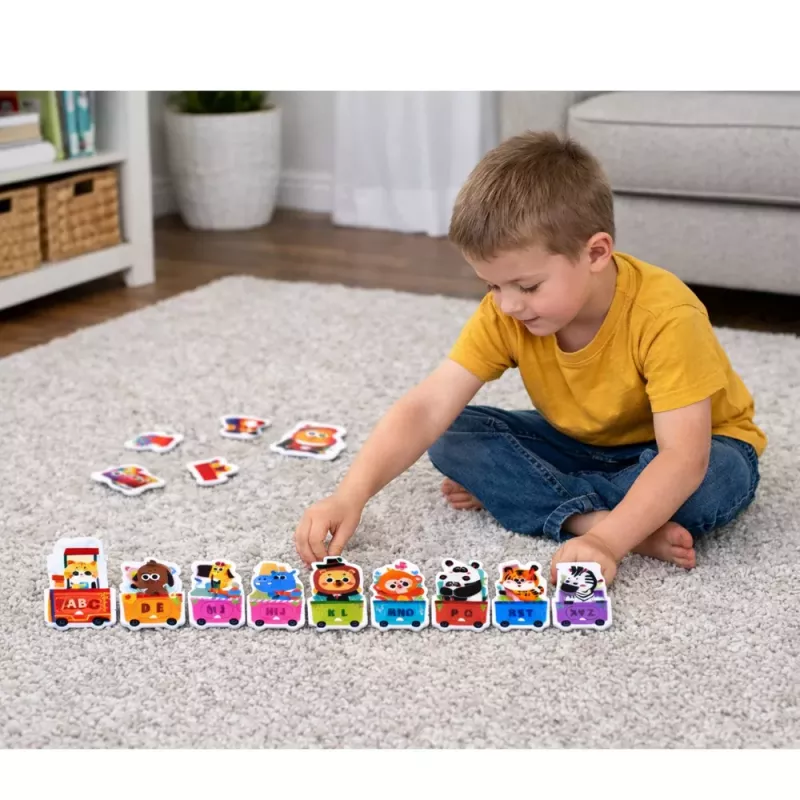 LEAN TOYS Educational Puzzle For Toddlers Alphabet Train With Animals 40 pcs.