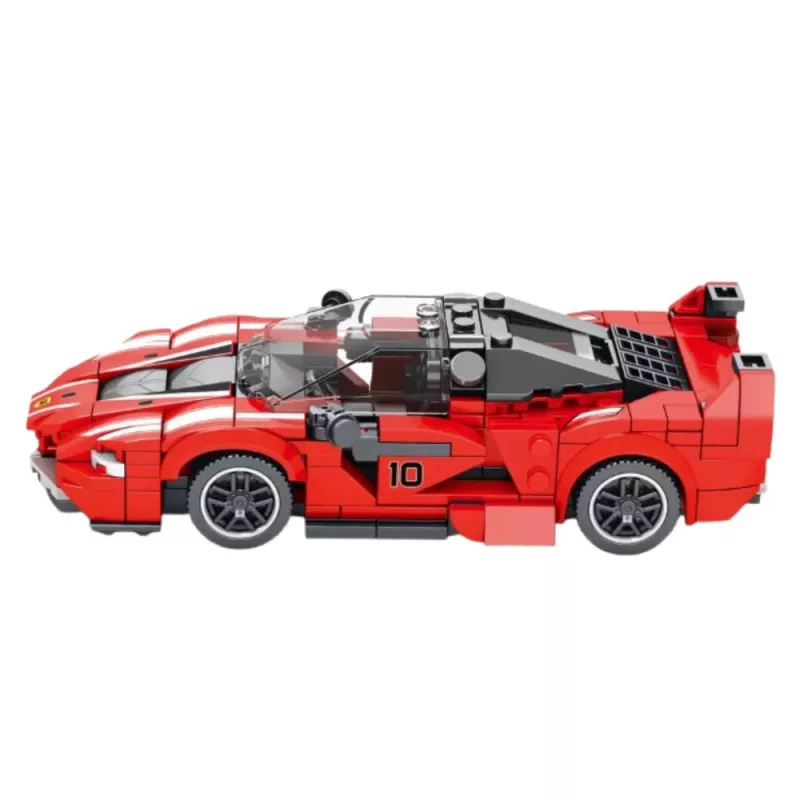 LEAN TOYS Statybiniai blokeliai FXX-K lenktyninis automobilis raudonas 360 vnt.