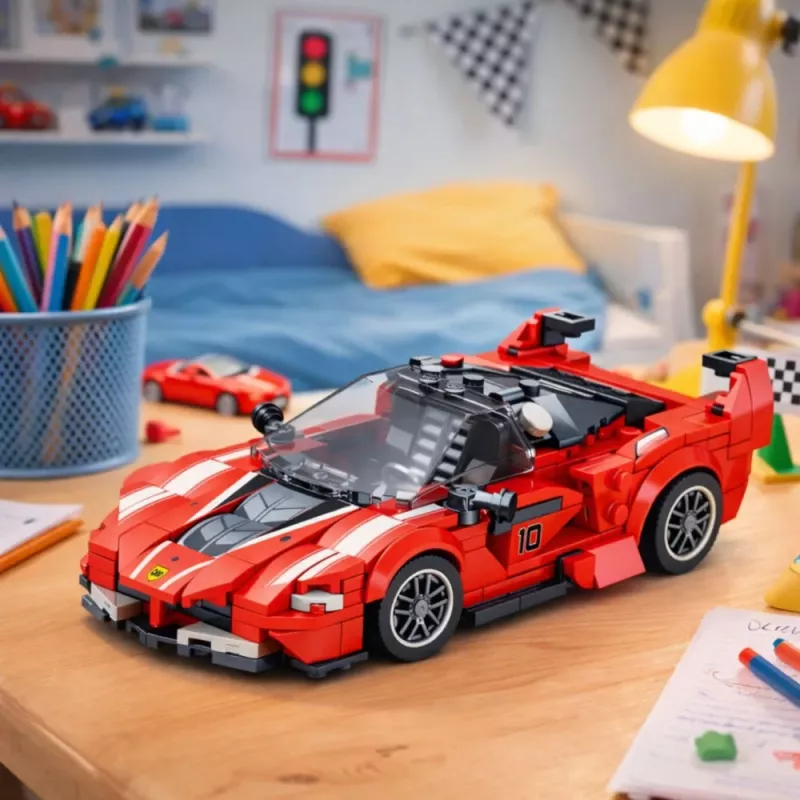 LEAN TOYS Statybiniai blokeliai FXX-K lenktyninis automobilis raudonas 360 vnt.