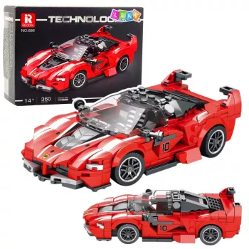 LEAN TOYS Statybiniai blokeliai FXX-K lenktyninis automobilis raudonas 360 vnt.