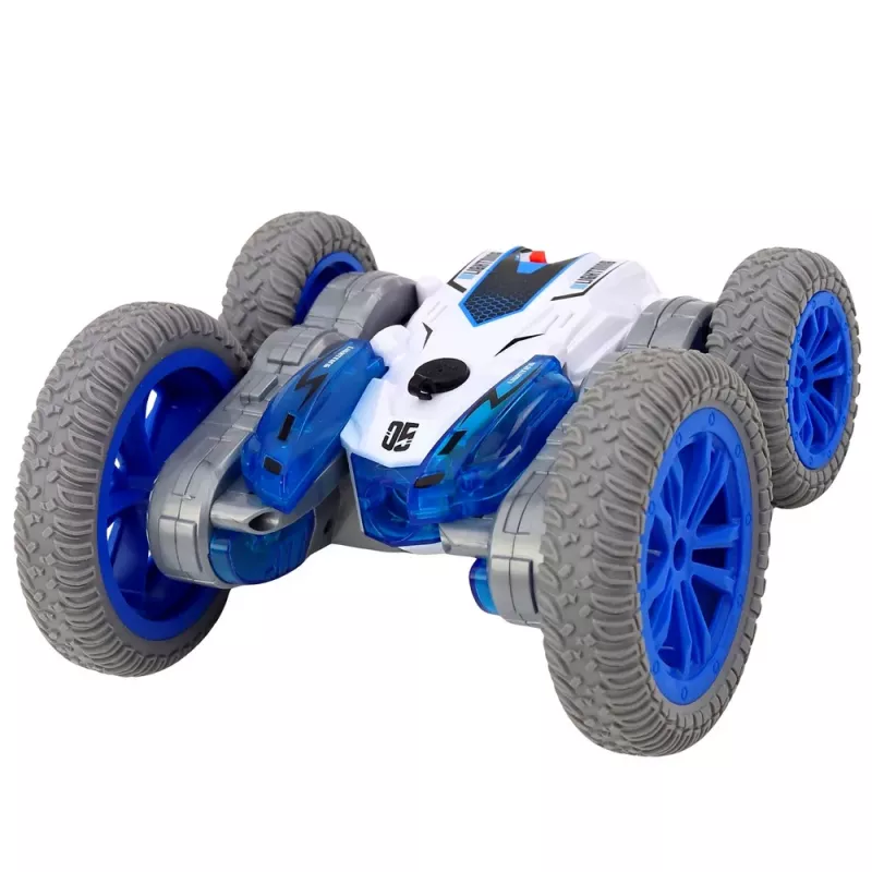 LEAN TOYS nuotoliniu valdymu valdomas triukų automobilis RC šviesos dūmai drift 360° mėlyna