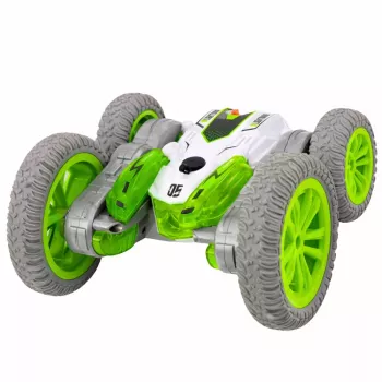 LEAN TOYS nuotoliniu valdymu stunto automobilis RC šviesos dūmai drift 360° žalias