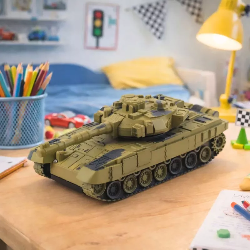 LEAN TOYS T90 Military Tank Remote Controlled RC Lights Sounds Sand 1:18