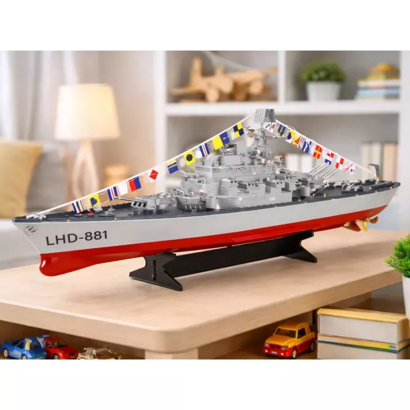 LEAN TOYS RC lėktuvnešis karo laivas nuotoliniu valdymu su LED apšvietimu 1:390