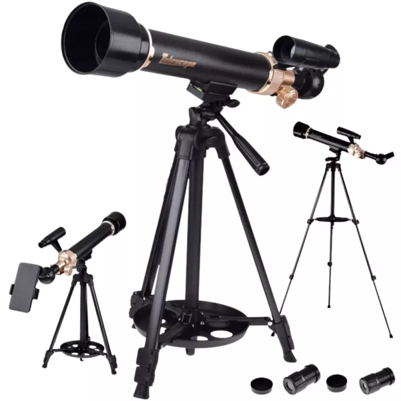 LEAN TOYS Mokomasis aliumininis astronominis teleskopas su trikoju ir priedais 1,35 m