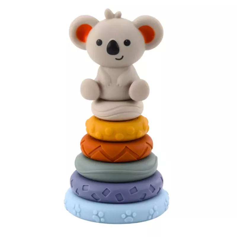 LEAN TOYS Sensoriniai edukaciniai blokeliai Bokštas iš minkštų guminių blokelių Koala 13 vnt.
