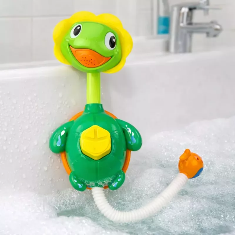 LEAN TOYS vonios žaislas Vėžlys su žuvų fontano dušu ir siurbtukais