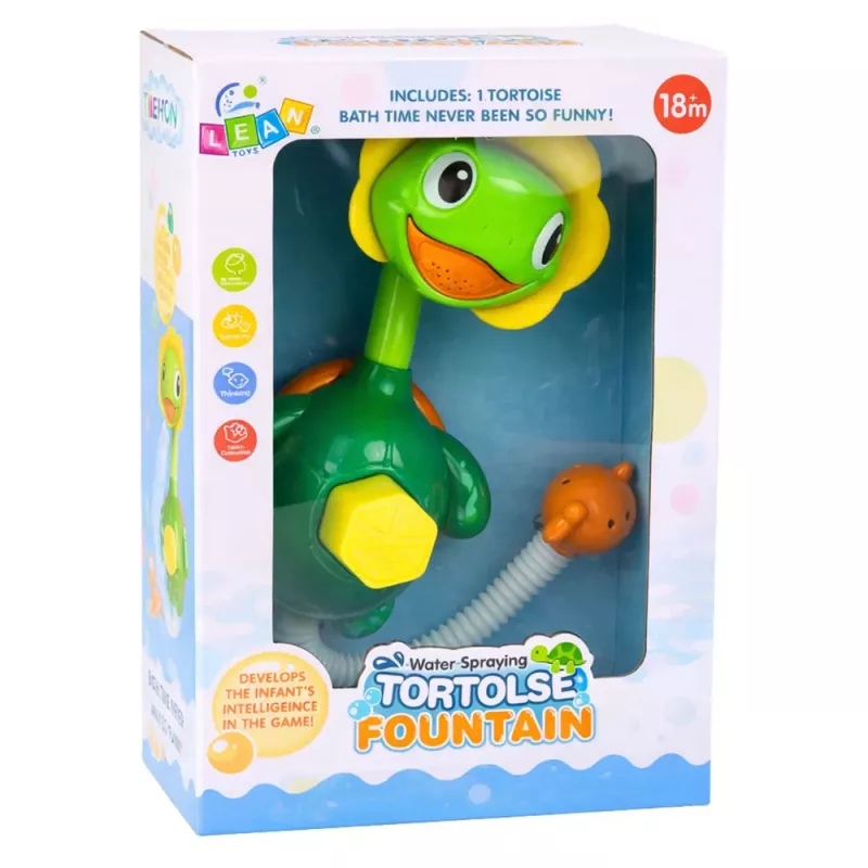 LEAN TOYS vonios žaislas Vėžlys su žuvų fontano dušu ir siurbtukais