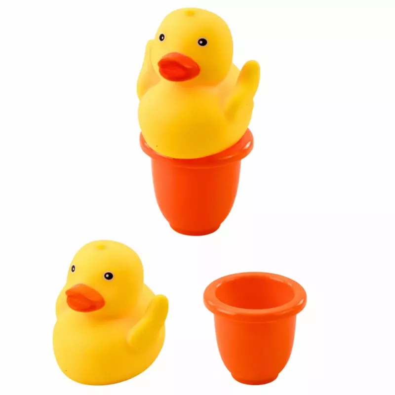 LEAN TOYS vonios žaislų rinkinys Anties muilo dozatorius puodelis mėlynas