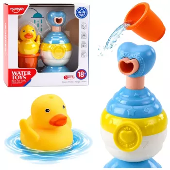 LEAN TOYS vonios žaislų rinkinys Anties muilo dozatorius puodelis mėlynas