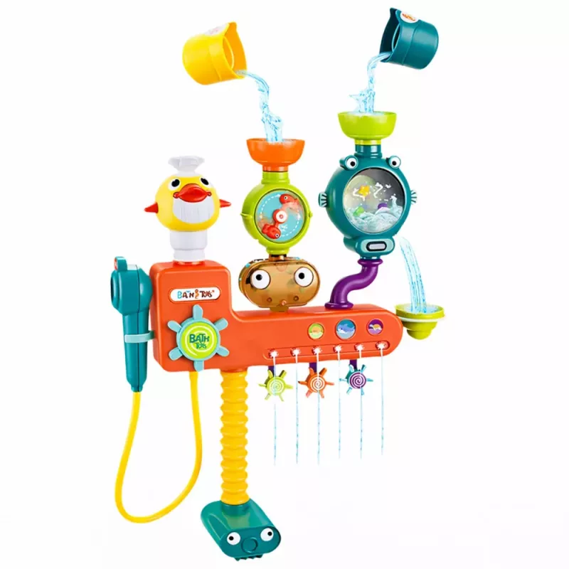 LEAN TOYS Overflow Bath Toy Wheel Cups Shower