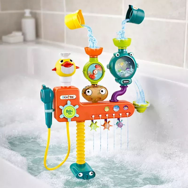LEAN TOYS Overflow Bath Toy Wheel Cups Shower