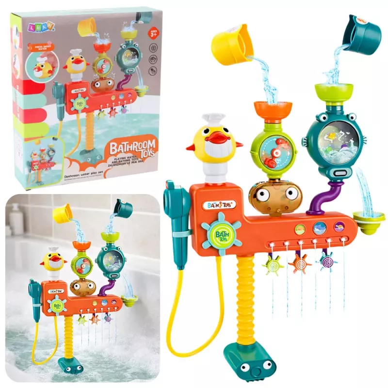 LEAN TOYS Overflow Bath Toy Wheel Cups Shower
