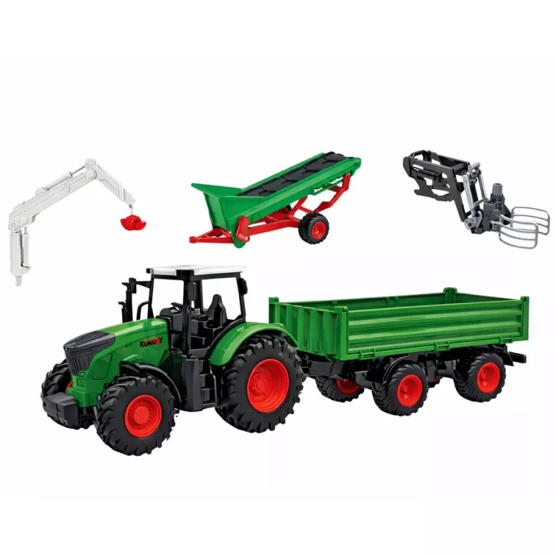 LEAN TOYS Žemės ūkio rinkinys Traktorius su priekaba, gyvūnais, ūkininkais, ūkis 45 vnt.