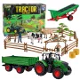 LEAN TOYS Žemės ūkio rinkinys Traktorius su priekaba, gyvūnais, ūkininkais, ūkis 45 vnt.
