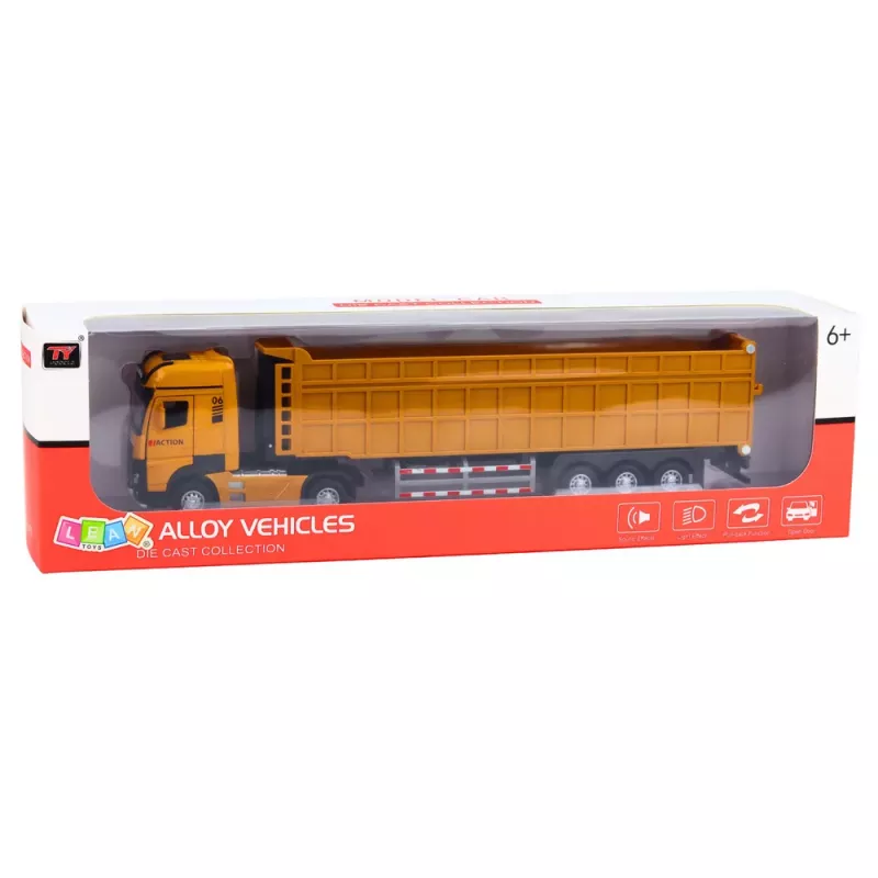 LEAN TOYS Truck Dumper Metal Cab Lights Sounds Drive Yellow