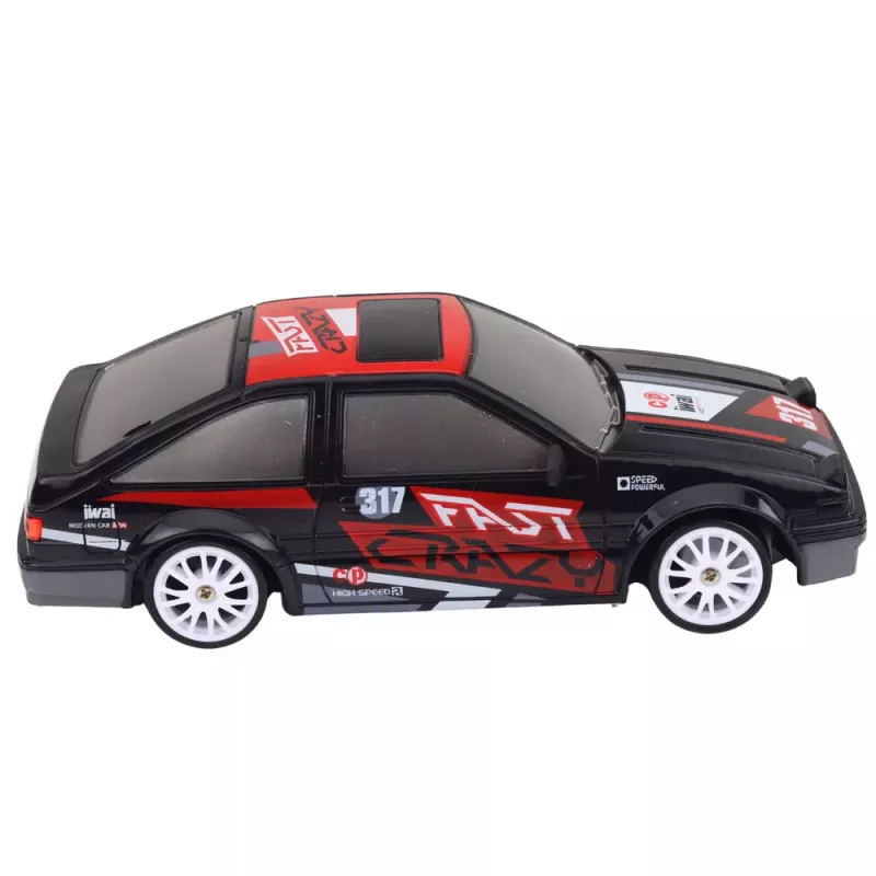 LEAN TOYS RC Coupe nuotoliniu valdymu dreifinis automobilis su keičiamais ratais juodas 1:24