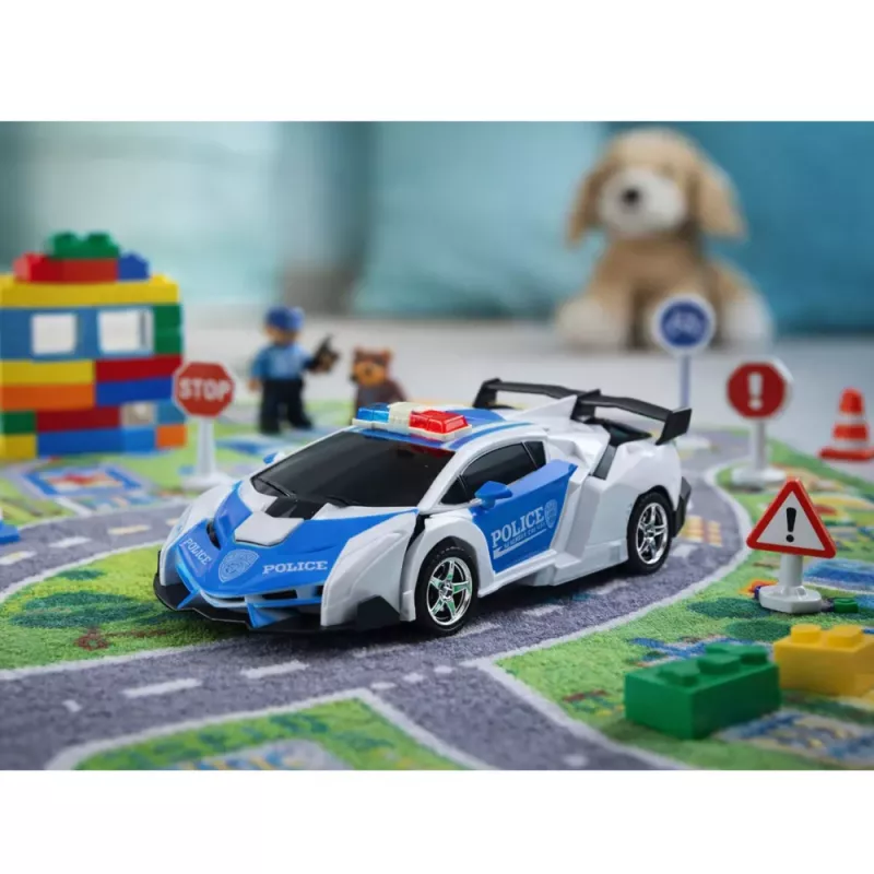 LEAN TOYS Auto Robot 2in1 Policijos nuotoliniu būdu valdomas automobilis RC 1:18
