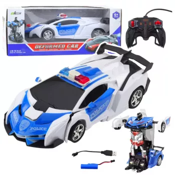 LEAN TOYS Auto Robot 2in1 Policijos nuotoliniu būdu valdomas automobilis RC 1:18