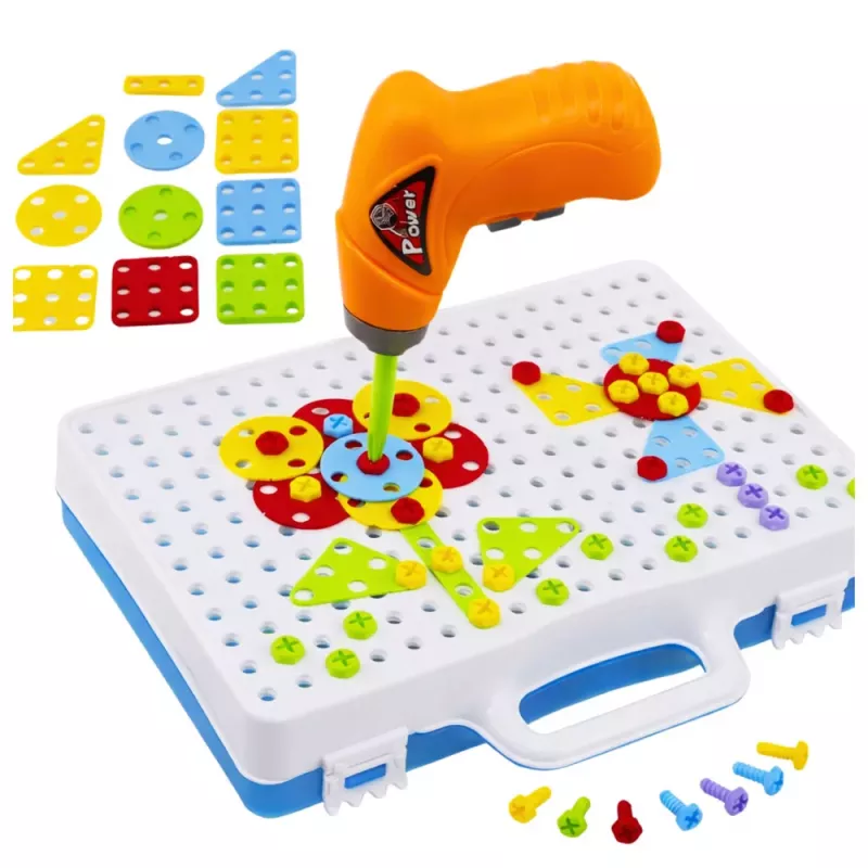 LEAN TOYS Edukacinis konstravimo rinkinys su atsuktuvu vaikams, 151 vnt.