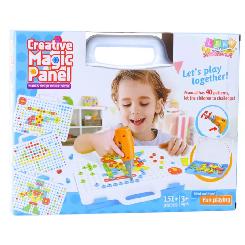 LEAN TOYS Edukacinis konstravimo rinkinys su atsuktuvu vaikams, 151 vnt.