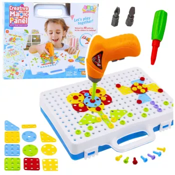 LEAN TOYS Edukacinis konstravimo rinkinys su atsuktuvu vaikams, 151 vnt.