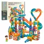 LEAN TOYS Magnetinių blokelių rutulio takelio čiuožykla spalvotas 188 vnt.