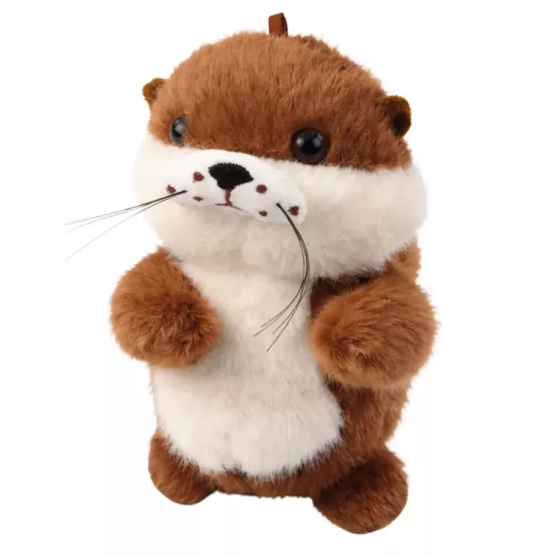 LEAN TOYS Plush Otter with Wiggle Tail and Squeak Sounds Keychain 12.5 cm