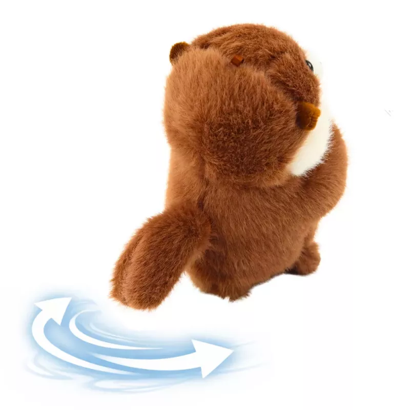 LEAN TOYS Plush Otter with Wiggle Tail and Squeak Sounds Keychain 12.5 cm