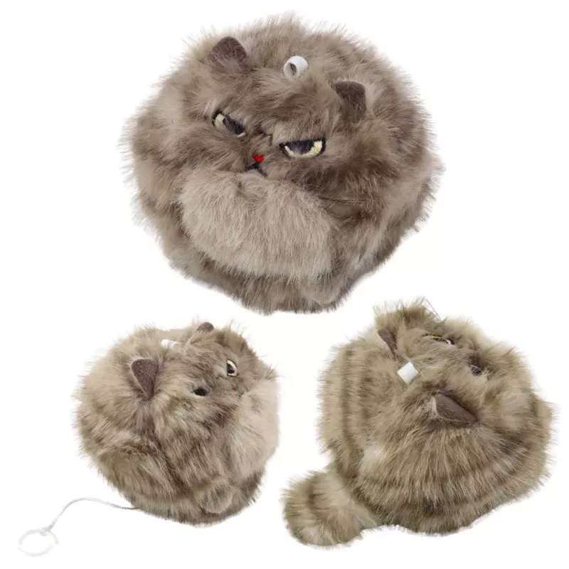 LEAN TOYS Minkštas rudas kačiukas raktų pakabukas su judančia uodega ir cypimo garsu, 9 cm